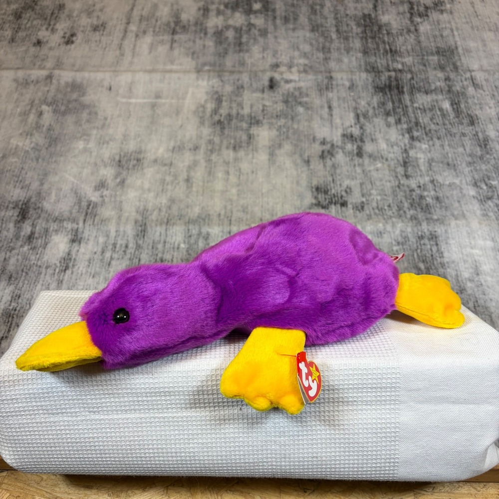 Ty Beanie Buddies Patti the Platypus Magenta Purple Yellow Plush 1998 14 inch